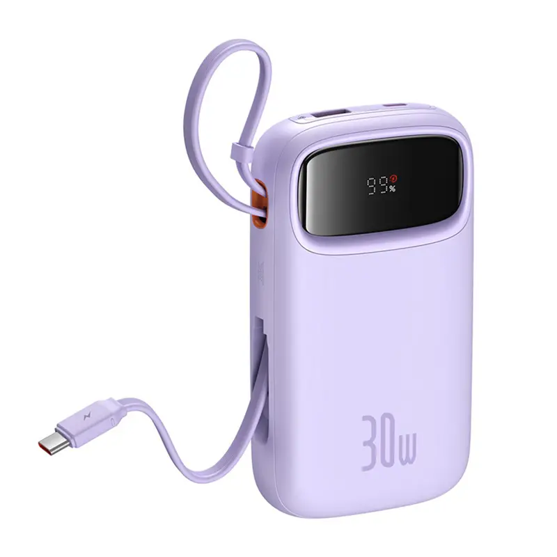 Powerbank Baseus P10055009513-00 QPow 2 z kablem USB-C 20000mAh 30W Fioletowy
