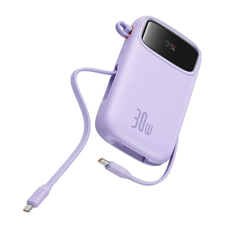 Powerbank Baseus P10055009513-00 QPow 2 z kablem USB-C 20000mAh 30W Fioletowy