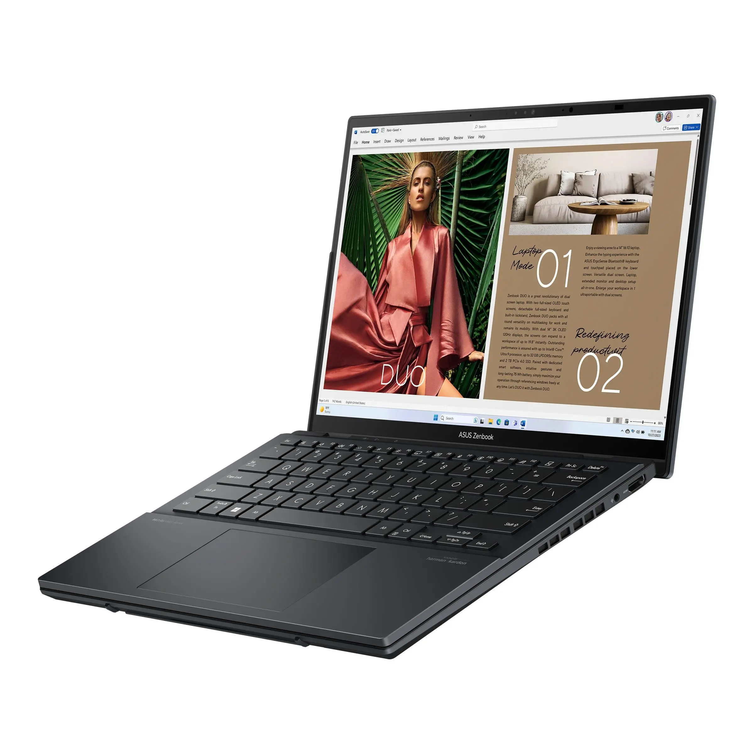 Laptop ASUS ZenBook Duo 2025 UX8406CA-PZ067X OLED 14" 120Hz Ultra 7 255H 32GB RAM 1TB Dysk SSD Win11 Pro Szary