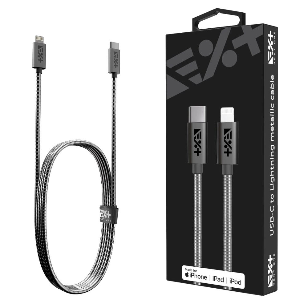 Kabel NEXT ONE USB-C do Lightning Metallic MFi 1,2m Szary