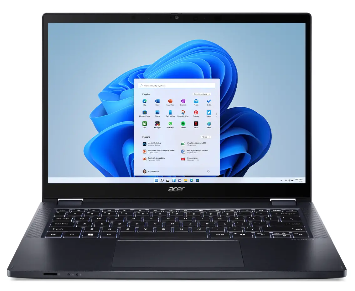 Laptop Acer TravelMate P4 Spin 14 TMP414RN-54-TCO 14" Ultra 5 125U 16GB RAM 512GB Dysk SSD Win11 Pro Czarno-niebieski