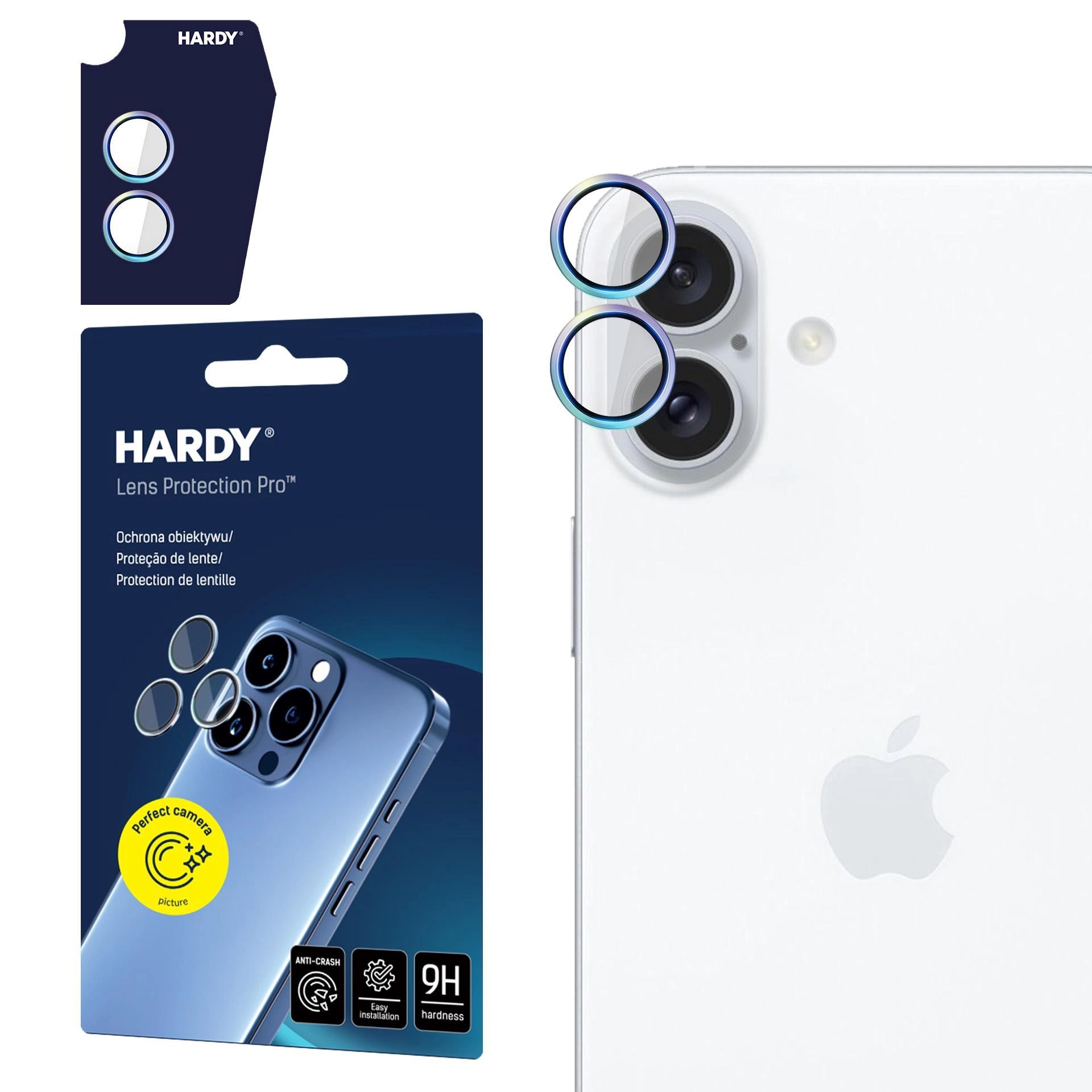 Szkło hartowane 3mk HARDY Lens Protection Pro Rainbow do iPhone 16 / 16 Plus