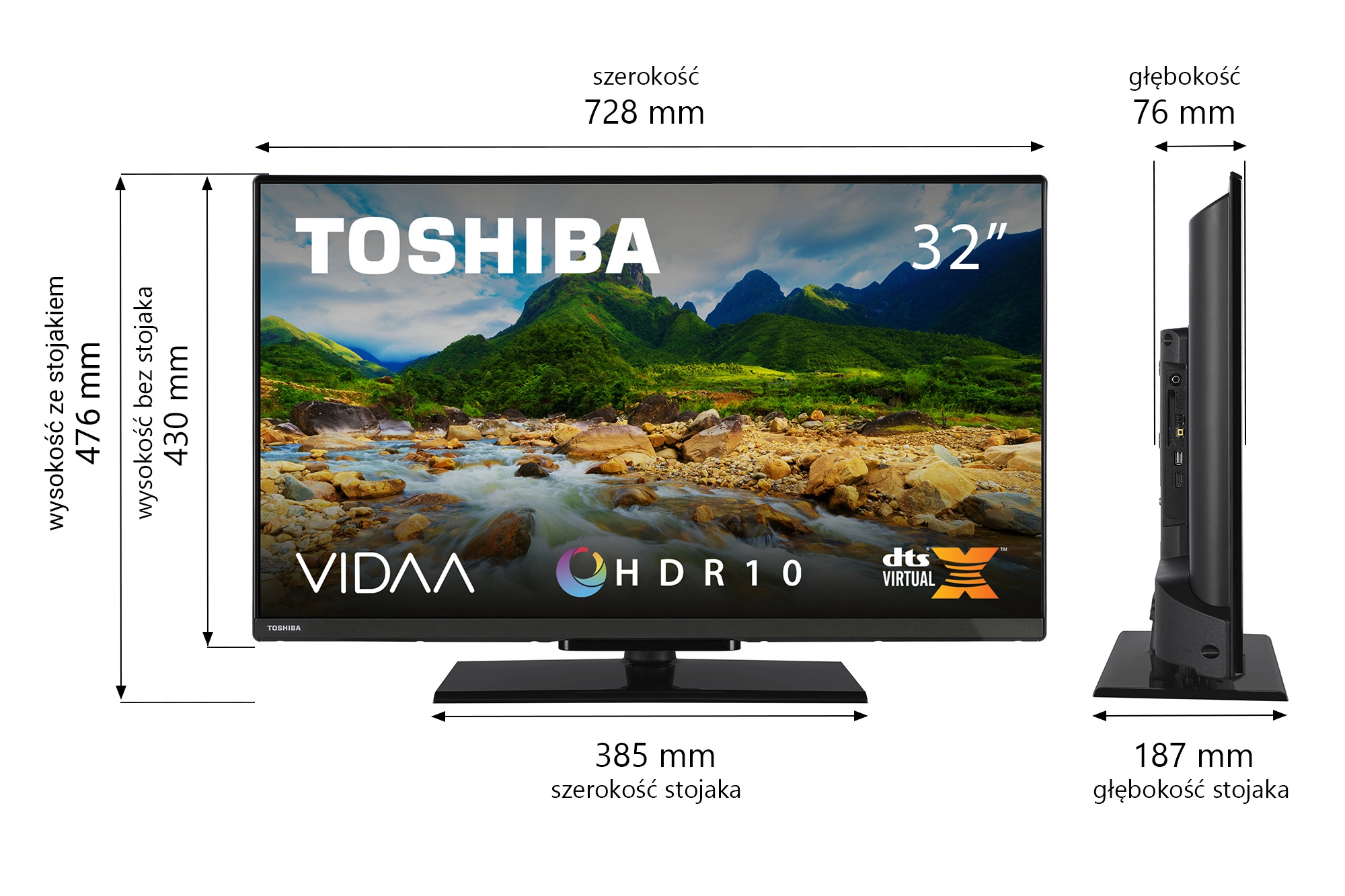 Telewizor Toshiba 32WV3F63DG 32" LED HD Ready Smart TV DVB-T2