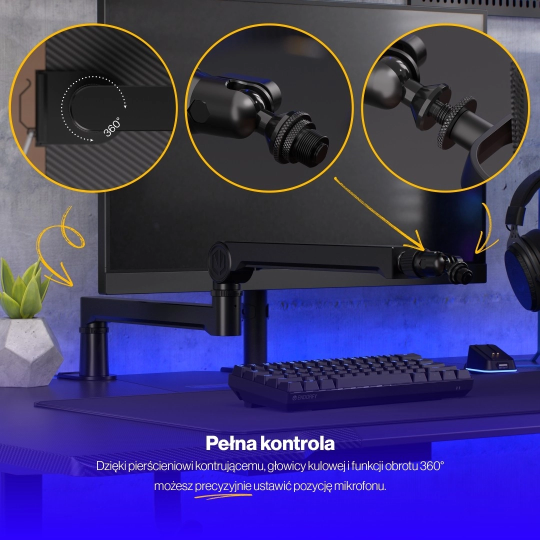 Ramię na mikrofon Endorfy EY0A009 Broadcast Low Profile Boom Arm