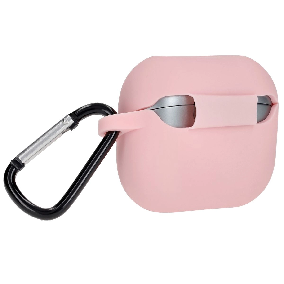 Etui na słuchawki Bizon Silikonowe z karabińczykiem do Samsung Galaxy Buds 3/3 Pro Jasnoróżowy