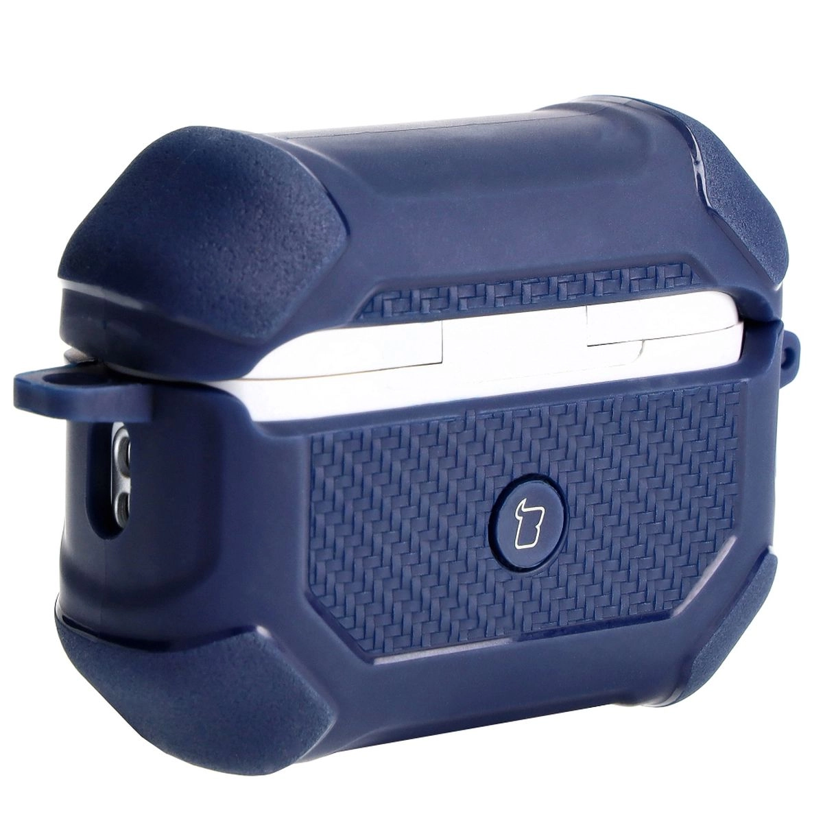 Etui na słuchawki Bizon z karabińczykiem Armor do Airpods Pro 2 Granatowy