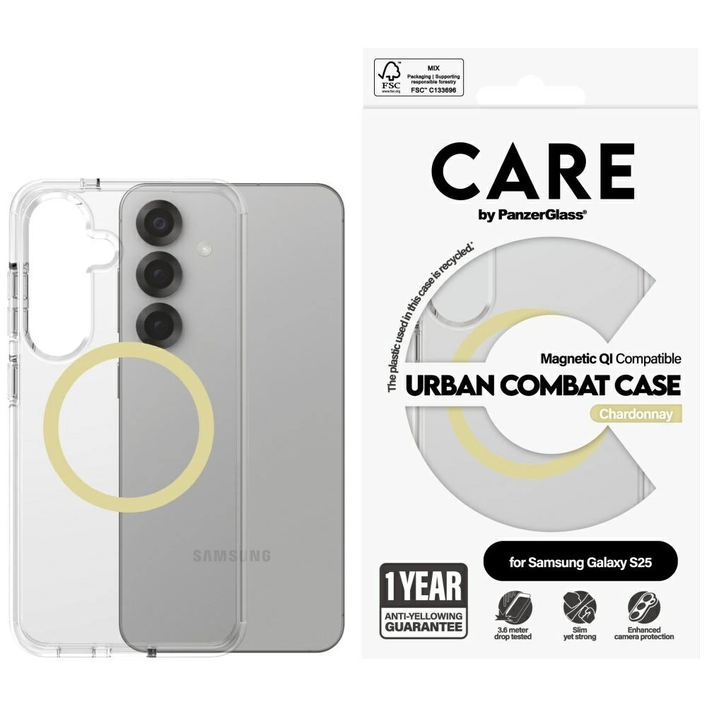 Etui PanzerGlass Urban Combat Case Qi do Samsung Galaxy S25 Przeźroczysty