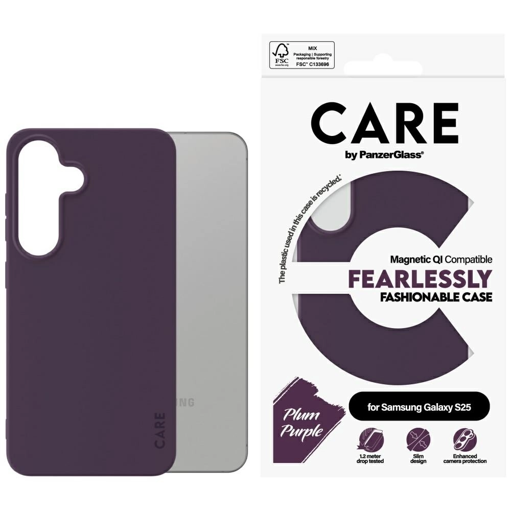 PanzerGlass CARE by Fashion QI do Galaxy S25 Fioletowy