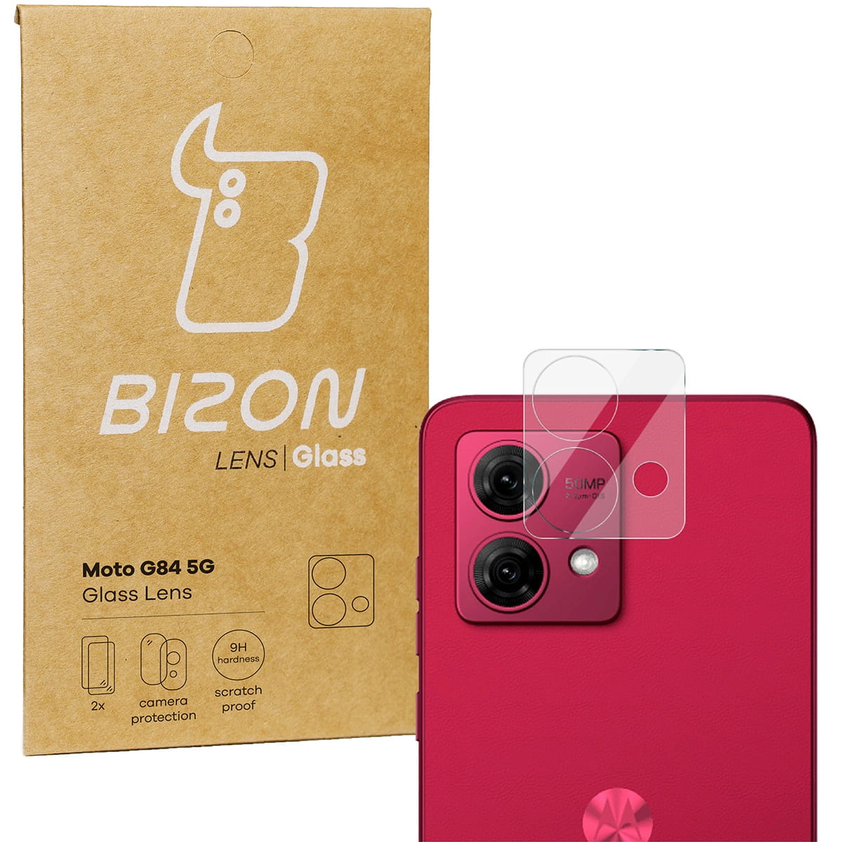 Szkło ochronne Bizon na aparat Lens do Motorola Moto G84 5G 2 sztuki