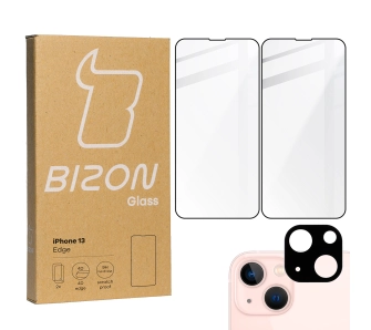 Zestaw ochronny Bizon 2x szkło hartowane + ochrona na obiektyw iPhone 13 czarne