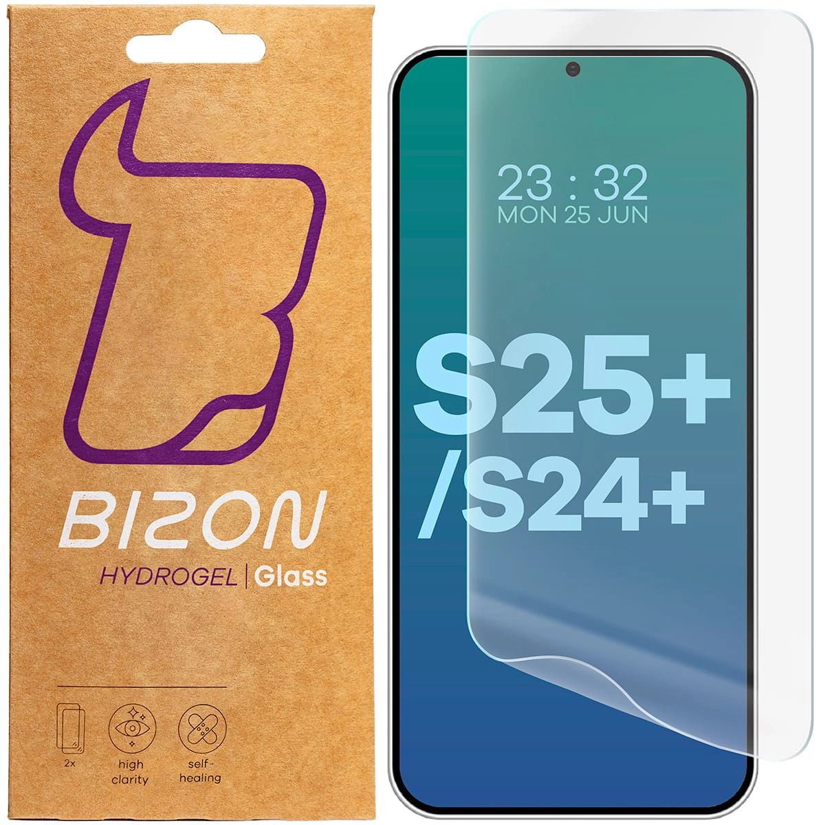 Folia hydrożelowa Bizon na ekran Hydrogel Front do Galaxy S25 Plus/S24 Plus 2 sztuki