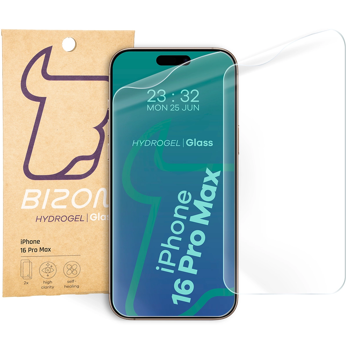Folia hydrożelowa Bizon na ekran Hydrogel Front do iPhone 16 Pro Max 2 sztuki