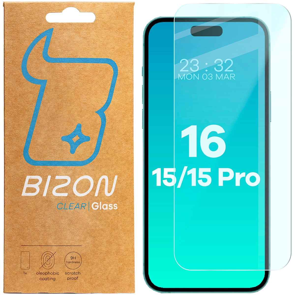 Szkło hartowane Bizon Clear 2 do iPhone 15/15 Pro/16