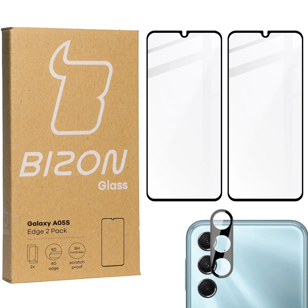 Zestaw ochronny Bizon 2x szkło + szybka na aparat Edge 2 Pack do Galaxy A05s