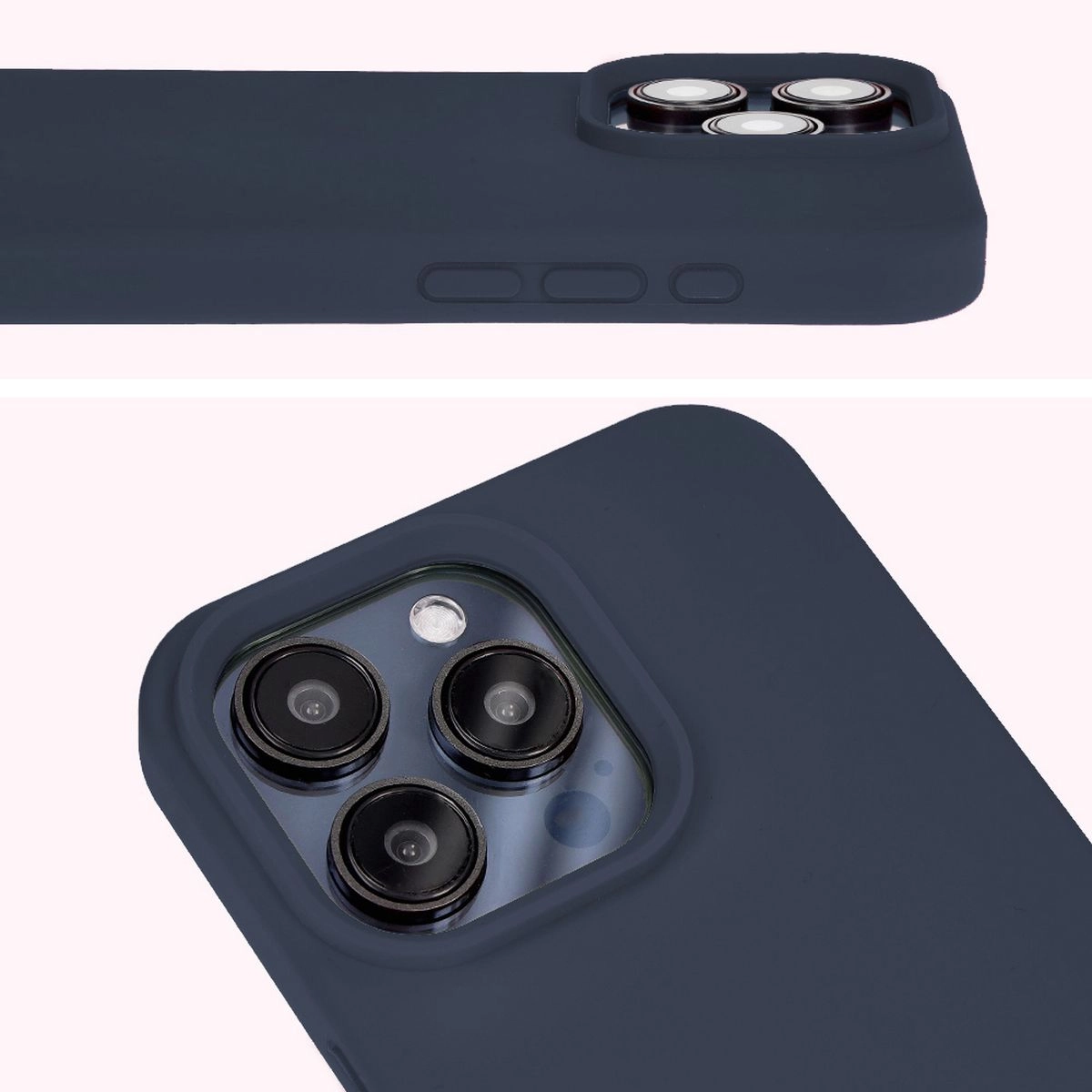 Etui Bizon Silikonowe Soft do iPhone 15 Pro Max Ciemno-niebieski