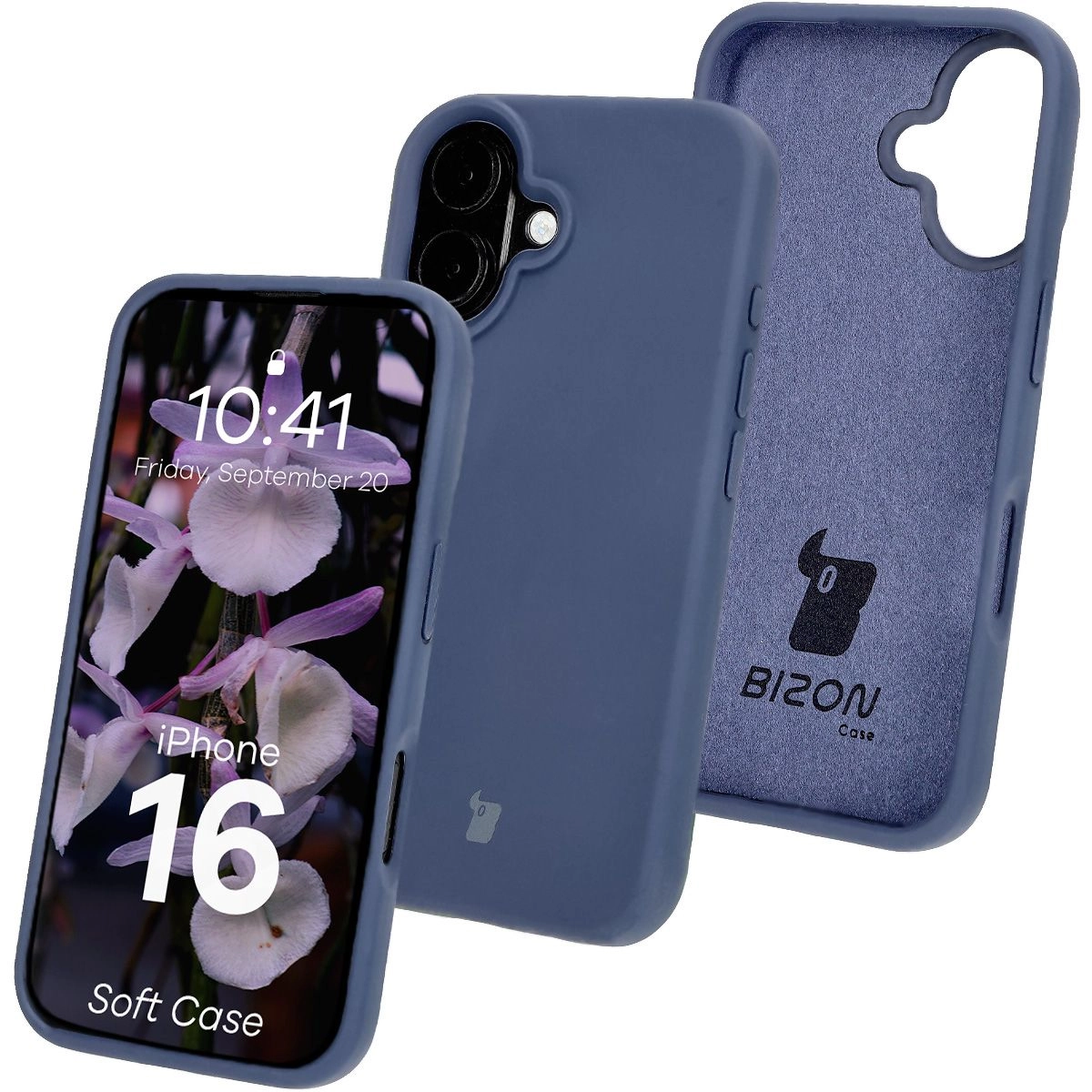 Etui Bizon Silikonowe Soft do iPhone 16 Ciemno-niebieski