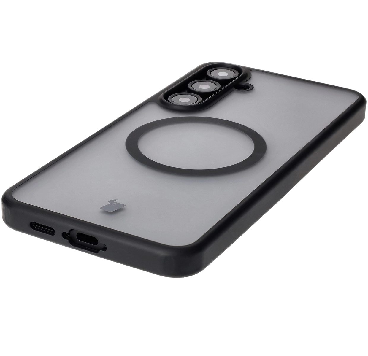Etui Bizon MatteO z MagSafe do Galaxy S24 FE Półprzezroczyste z czarną ramką