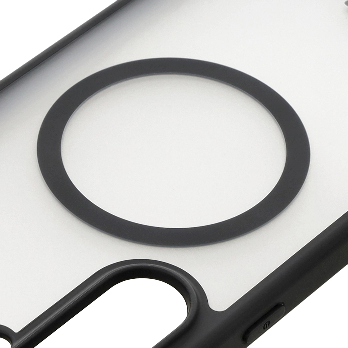 Etui Bizon MatteO z MagSafe do Galaxy S24 FE Półprzezroczyste z czarną ramką