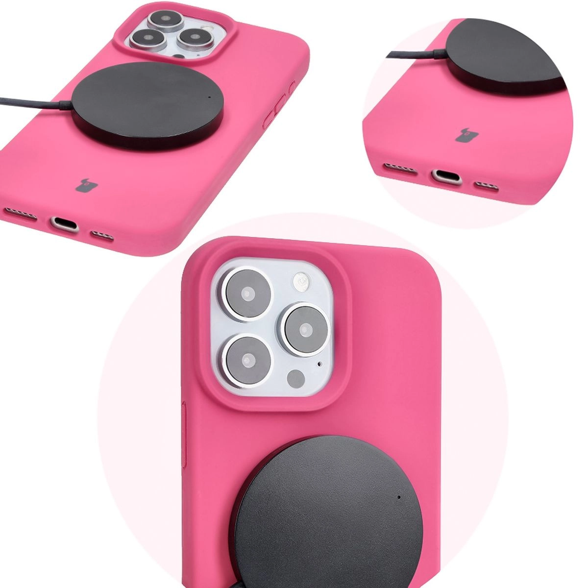 Etui Bizon Silikonowe Soft do iPhone 16 Pro Max Fuksja