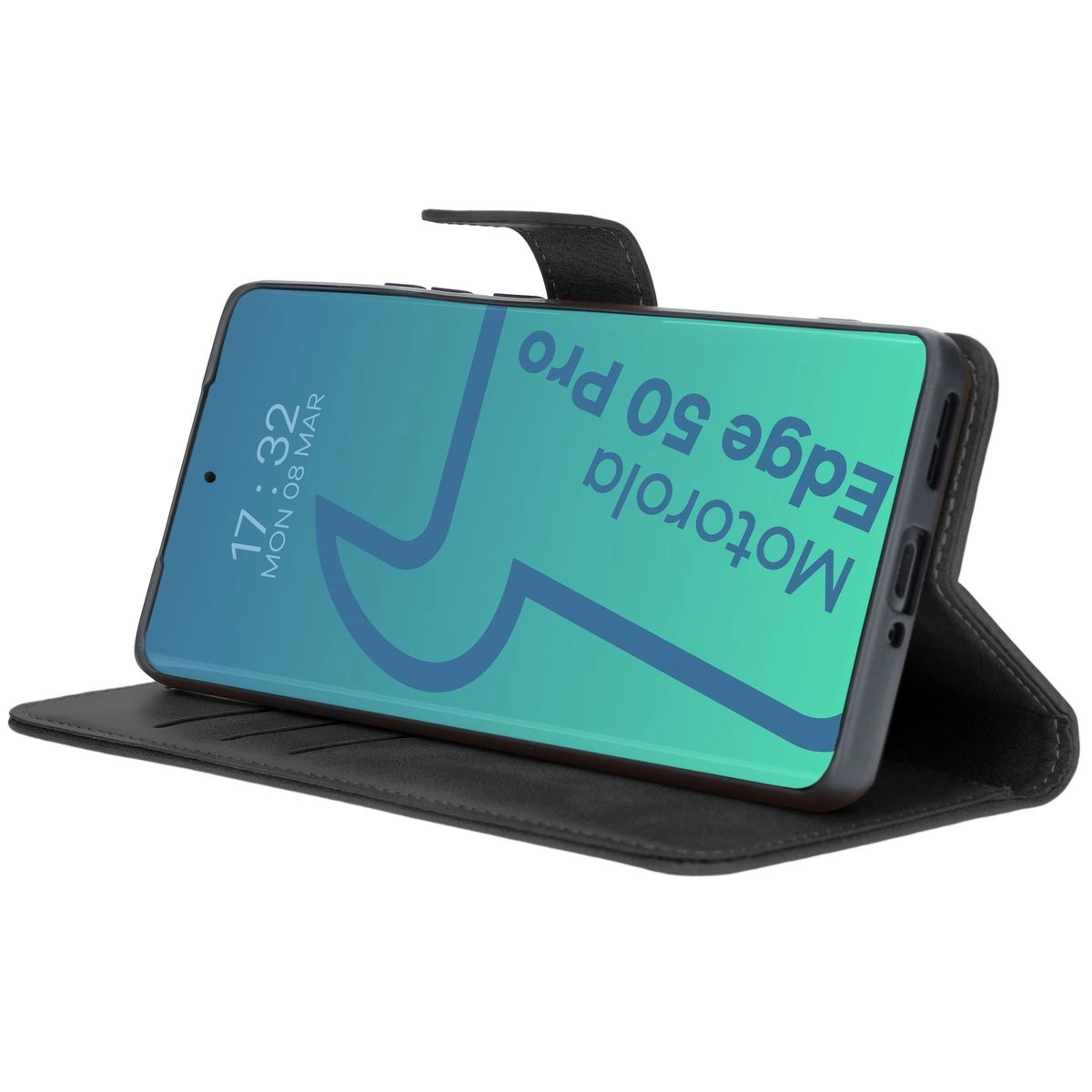 Etui Bizon z klapką Pocket do Motorola Edge 50 Pro Czarny