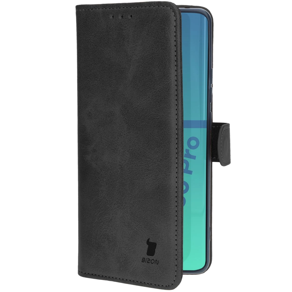 Etui Bizon z klapką Pocket do Motorola Edge 50 Pro Czarny