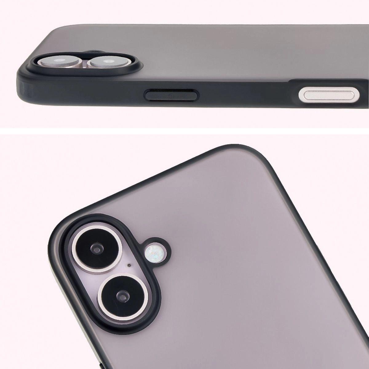 Etui Bizon Angelo do iPhone 16 Przydymione z czarną ramką