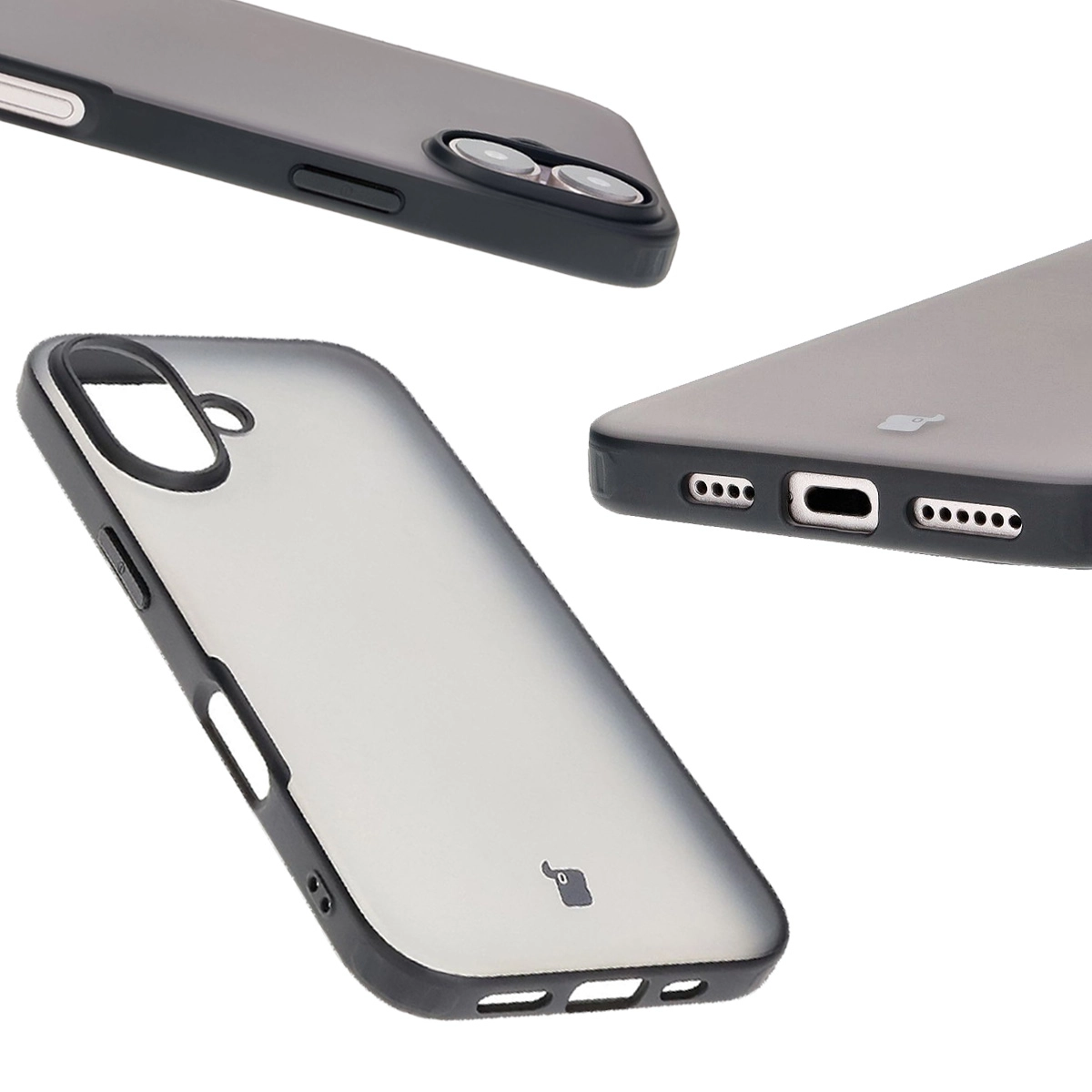 Etui Bizon Angelo do iPhone 16 Przydymione z czarną ramką