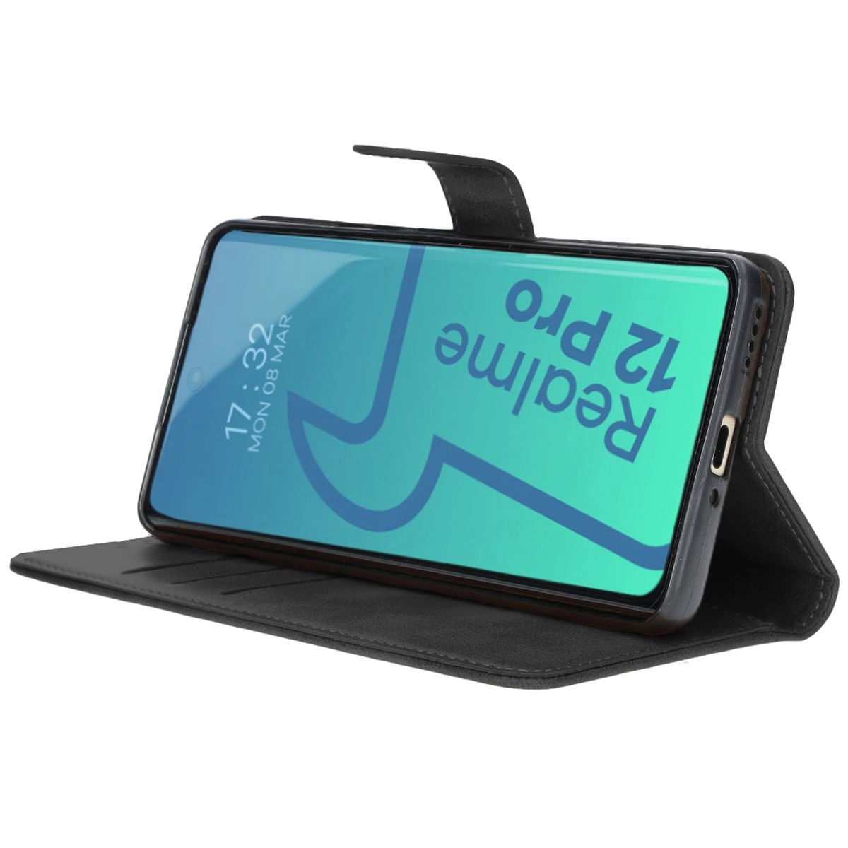 Etui Bizon z klapką Pocket do Realme 12 Pro/12 Pro+ Czarny