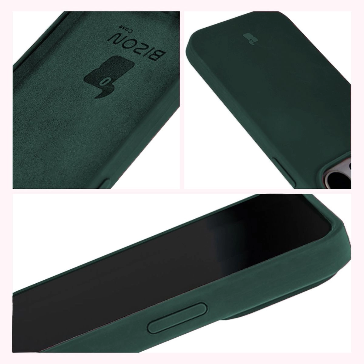 Etui Bizon Silikonowe Soft do iPhone 15 Pro Ciemnozielony