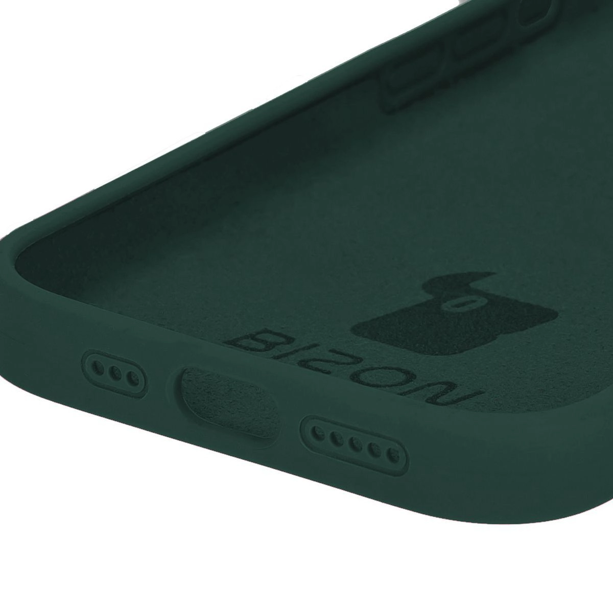 Etui Bizon Silikonowe Soft do iPhone 15 Pro Ciemnozielony