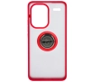 Etui Bizon z uchwytem na palec Hybrid Ring do Xiaomi Redmi Note 13 Pro+ 5G Przydymione z czerwoną ramką