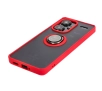 Etui Bizon z uchwytem na palec Hybrid Ring do Xiaomi Redmi Note 13 Pro+ 5G Przydymione z czerwoną ramką