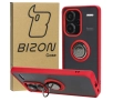 Etui Bizon z uchwytem na palec Hybrid Ring do Xiaomi Redmi Note 13 Pro+ 5G Przydymione z czerwoną ramką