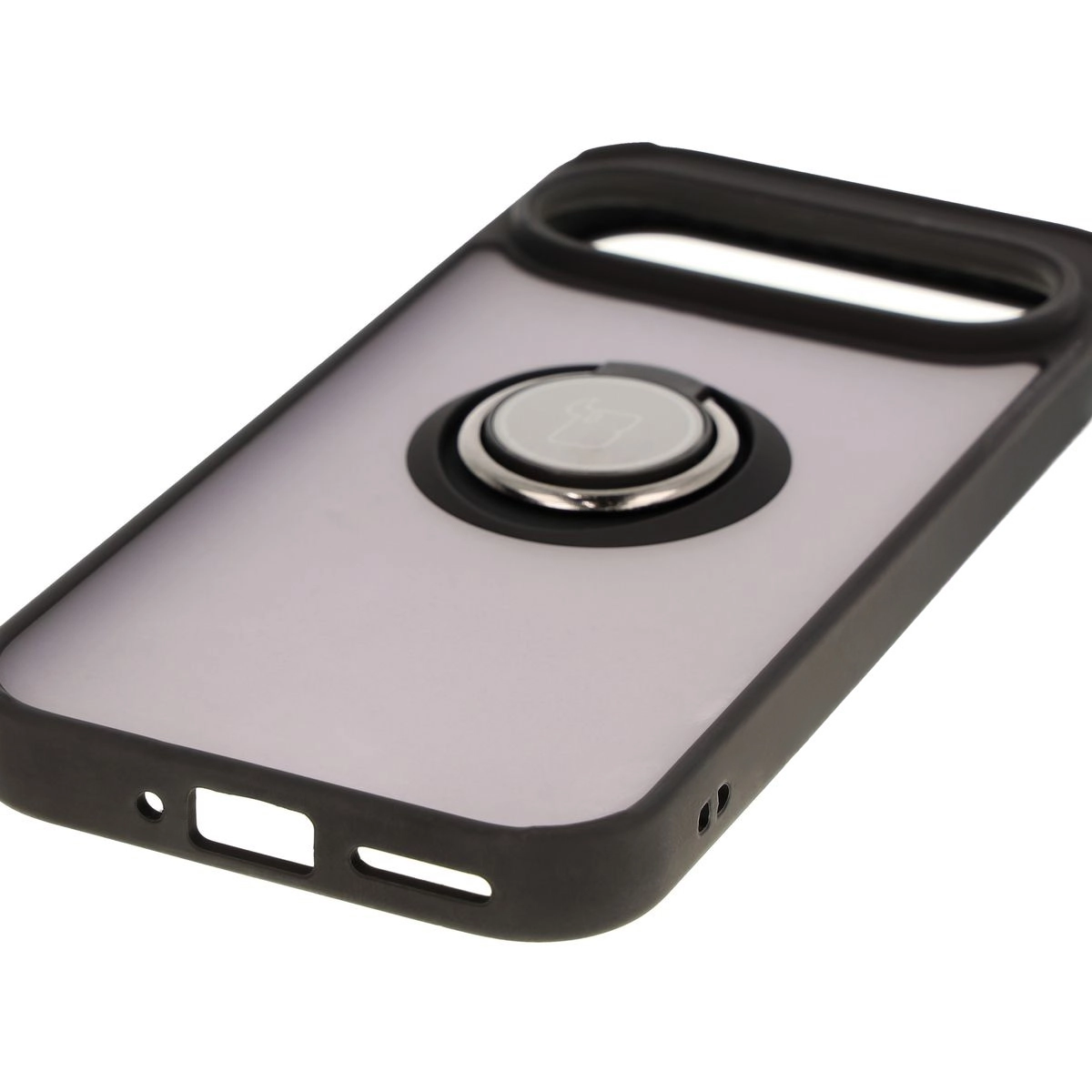Etui Bizon z uchwytem na palec Hybrid Ring do Google Pixel 9 / 9 Pro Przydymione z czarną ramką