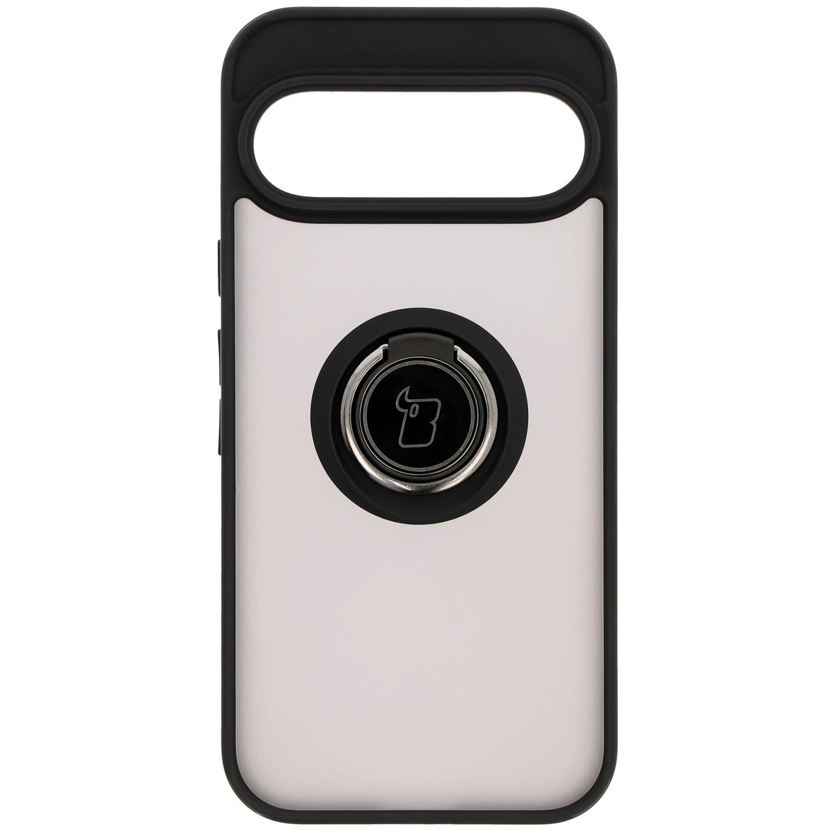 Etui Bizon z uchwytem na palec Hybrid Ring do Google Pixel 9 / 9 Pro Przydymione z czarną ramką