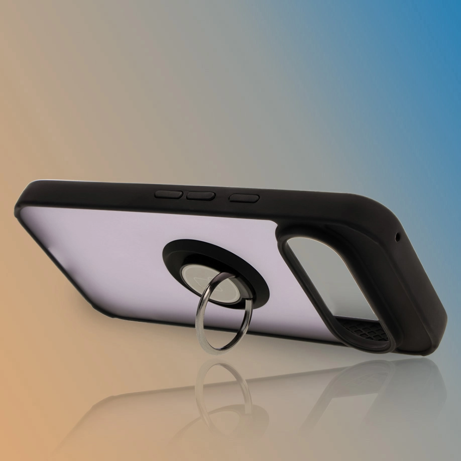 Etui Bizon z uchwytem na palec Hybrid Ring do Google Pixel 9 / 9 Pro Przydymione z czarną ramką