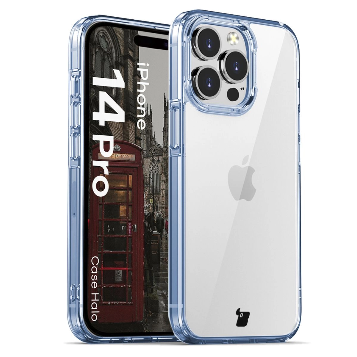 Etui Bizon Halo do iPhone 14 Pro Przezroczysto-niebieskie