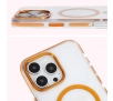 Etui Bizon Marco z MagSafe do iPhone 16 Pro Przezroczyste z pomarańczową ramką