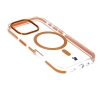 Etui Bizon Marco z MagSafe do iPhone 16 Pro Przezroczyste z pomarańczową ramką