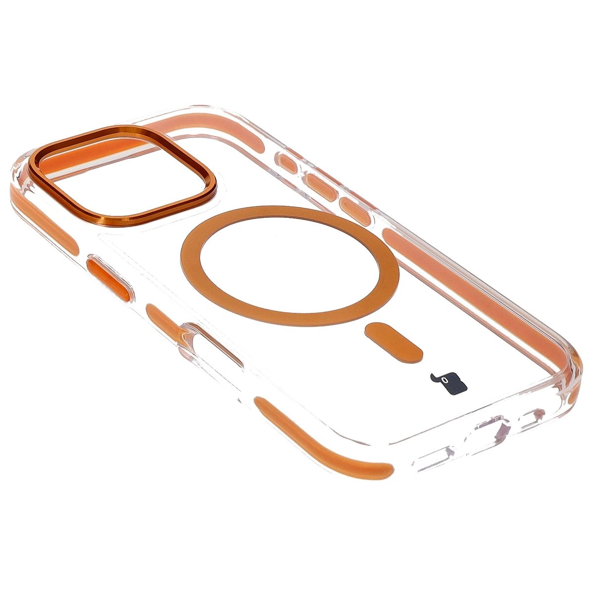 Etui Bizon Marco z MagSafe do iPhone 16 Pro Przezroczyste z pomarańczową ramką