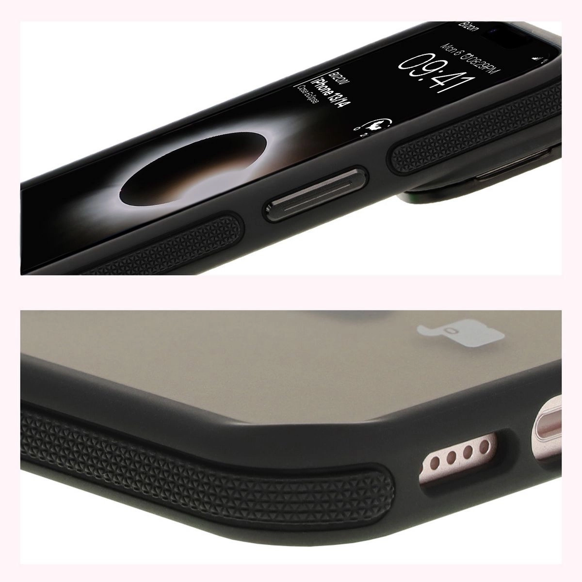 Etui Bizon Eclipse z MagSafe i podstawką do iPhone 14 / iPhone 13 Przydymione z czarną ramką
