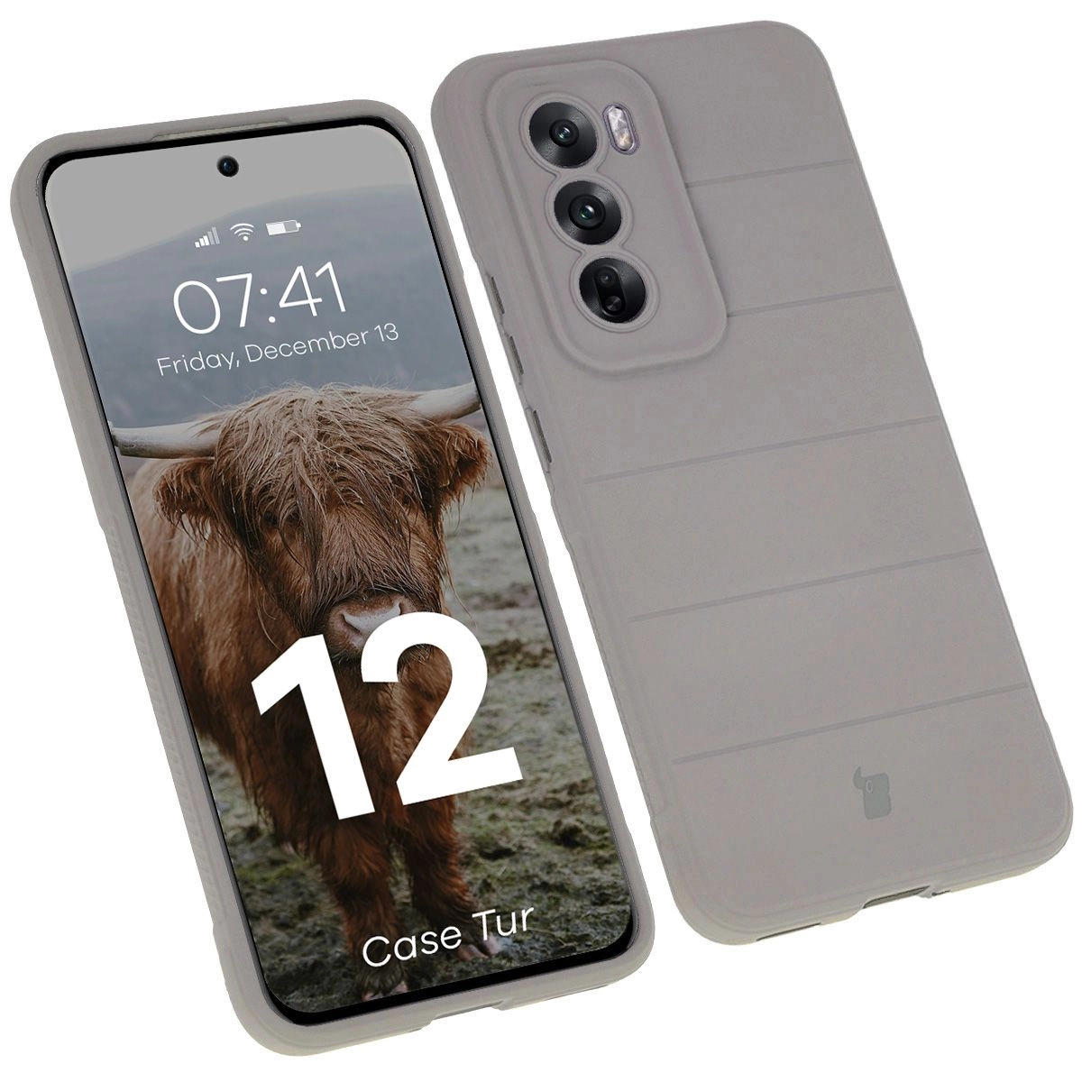Etui Bizon Tur do Oppo Reno 12 Light Grey