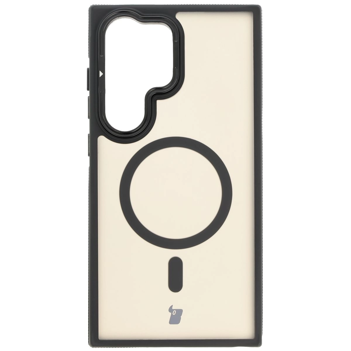 Etui Bizon Eclipse z MagSafe i podstawką do Galaxy S24 Ultra Przydymione z czarną ramką