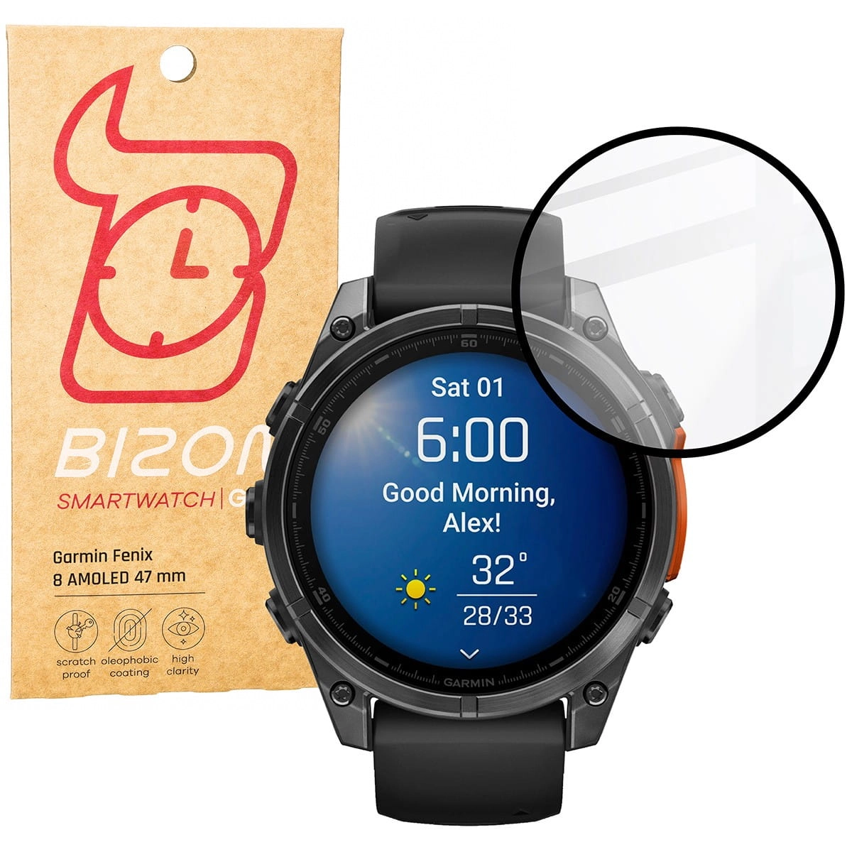 Szkło hybrydowe Bizon Edge Hybrid do Garmin Fenix 8 AMOLED 47mm