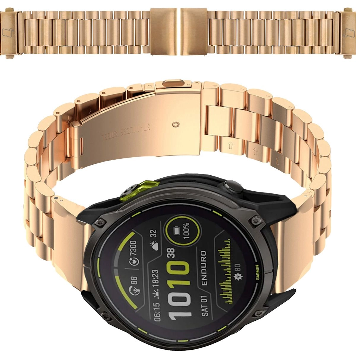 Bransoleta Bizon ze stali nierdzewnej Aura QuickFit 26mm Różowo-złoty