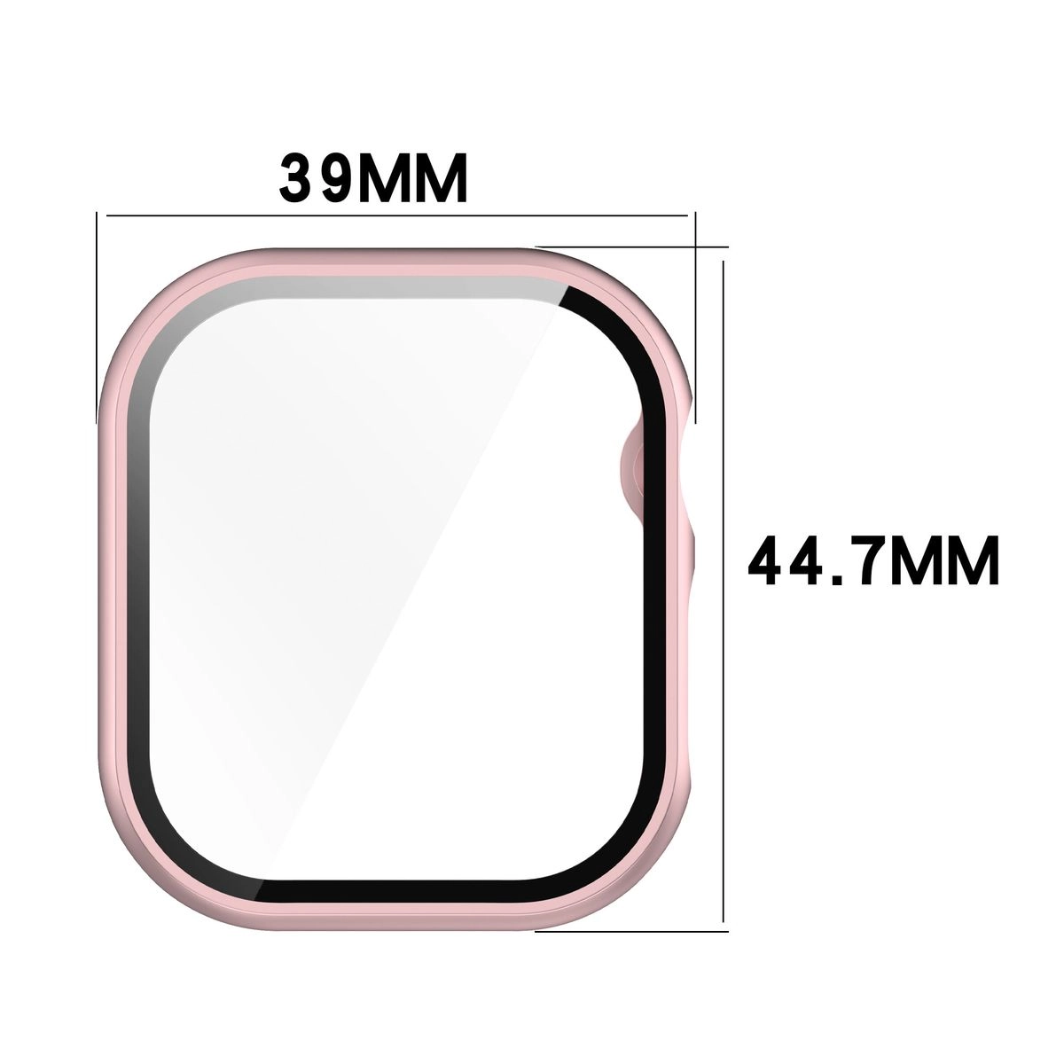 Nakładka na tarczę Bizon ze szkłem do Apple Watch 10 42mm Jasno-różowy