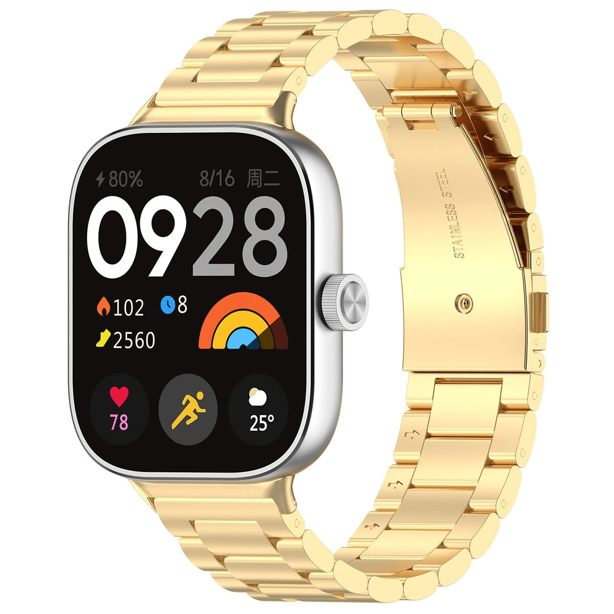 Bransoleta Bizon ze stali nierdzewnej Aura do Xiaomi Smart Band 9 Pro/8 Pro / Redmi Watch 5/4 Złoty