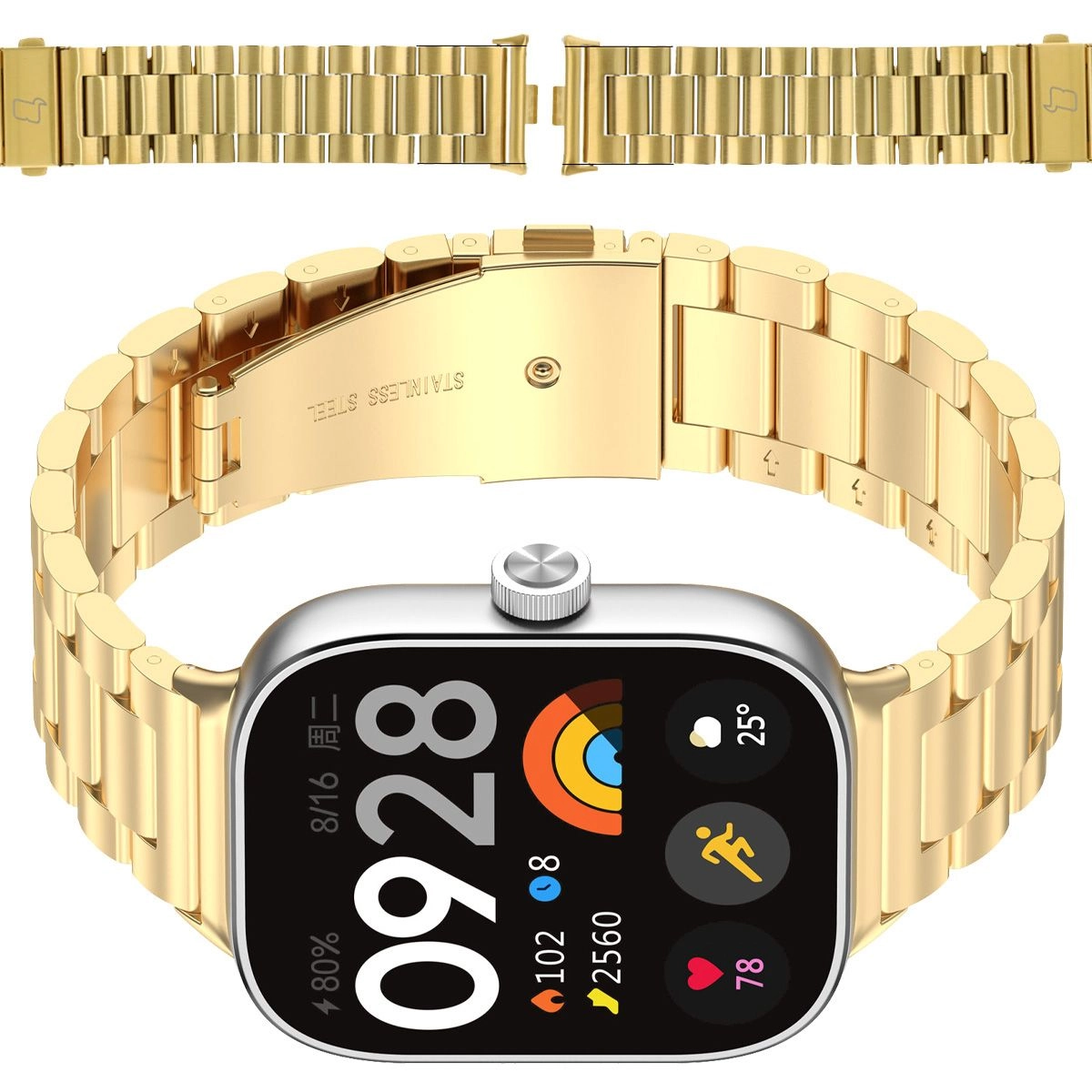 Bransoleta Bizon ze stali nierdzewnej Aura do Xiaomi Smart Band 9 Pro/8 Pro / Redmi Watch 5/4 Złoty