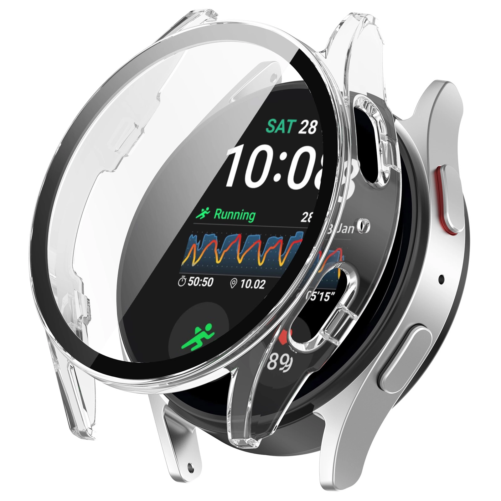 Nakładka na tarczę Bizon ze szkłem do Galaxy Watch 7 40mm Przezroczysty