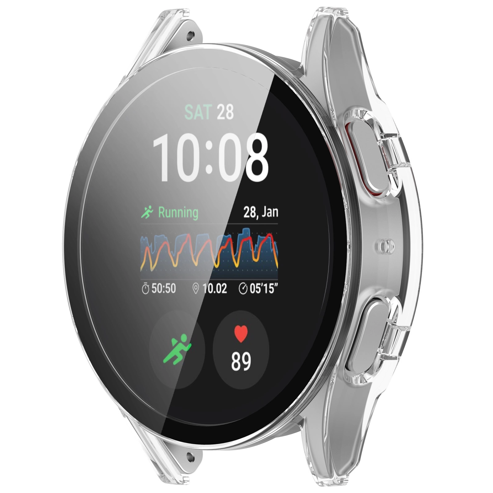 Nakładka na tarczę Bizon ze szkłem do Galaxy Watch 7 40mm Przezroczysty